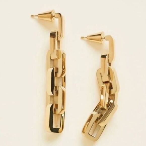 New EDDIE BORGO gold supra link chain drop earrings $250.00 USD retail jewelry - Picture 1 of 2